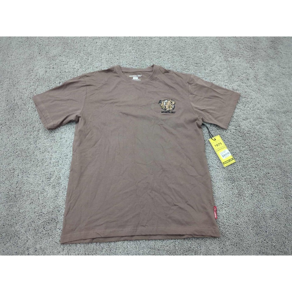 Member's Only T Shirt Mens Large Brown Crew‎ Neck Short Sleeve Logo Casual